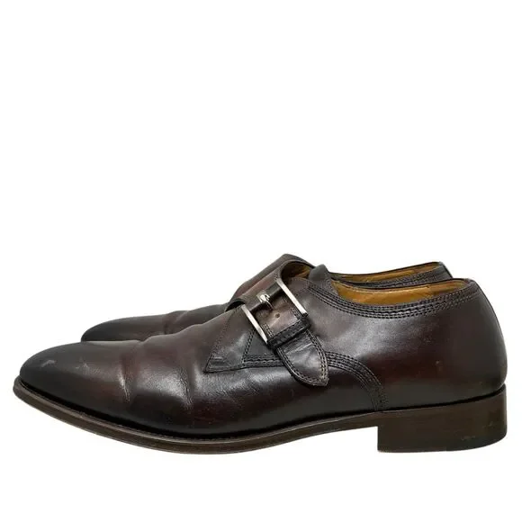 Magnanni Loafers Mens 11 Brown Leather Marco II Monk Strap Buckle Dress Shoes